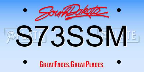 S73SSM South Dakota License Plate