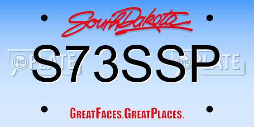 S73SSP South Dakota License Plate