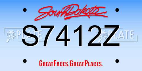 S7412Z South Dakota License Plate