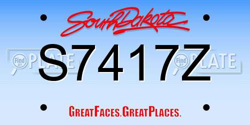 S7417Z South Dakota License Plate