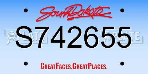 S742655 South Dakota License Plate