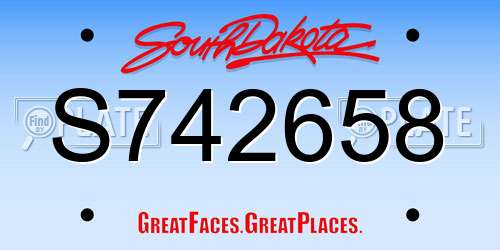 S742658 South Dakota License Plate