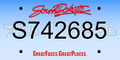 S742685 South Dakota License Plate