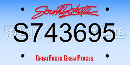 S743695 South Dakota License Plate