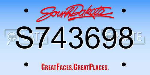 S743698 South Dakota License Plate