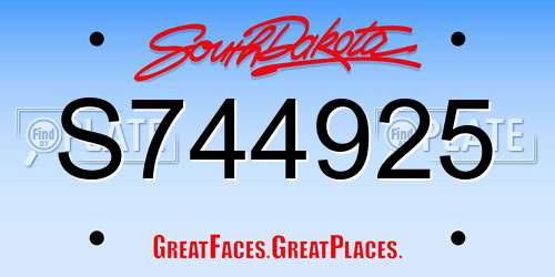 S744925 South Dakota License Plate