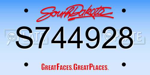 S744928 South Dakota License Plate