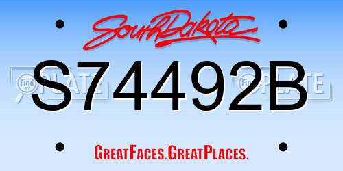 S74492B South Dakota License Plate