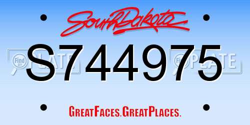 S744975 South Dakota License Plate