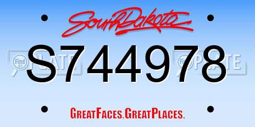 S744978 South Dakota License Plate