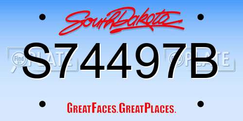 S74497B South Dakota License Plate