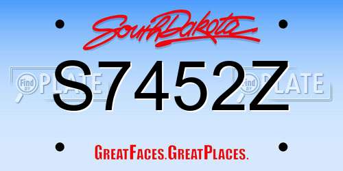 S7452Z South Dakota License Plate