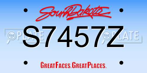 S7457Z South Dakota License Plate