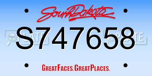 S747658 South Dakota License Plate