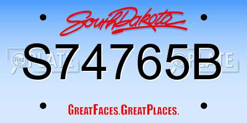 S74765B South Dakota License Plate