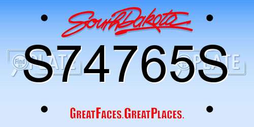 S74765S South Dakota License Plate