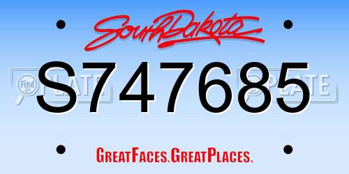S747685 South Dakota License Plate