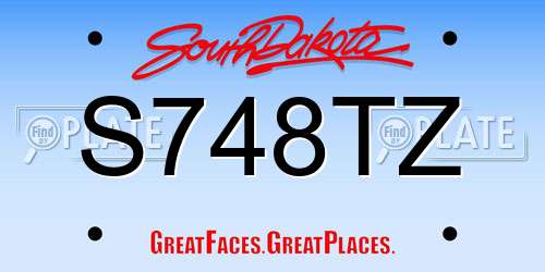 S748TZ South Dakota License Plate
