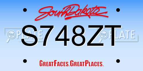 S748ZT South Dakota License Plate