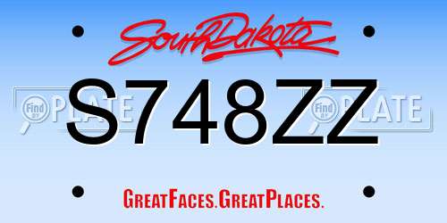 S748ZZ South Dakota License Plate
