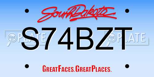 S74BZT South Dakota License Plate