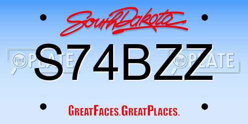 S74BZZ South Dakota License Plate
