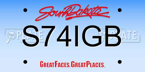 S74IGB South Dakota License Plate