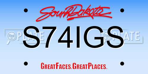 S74IGS South Dakota License Plate
