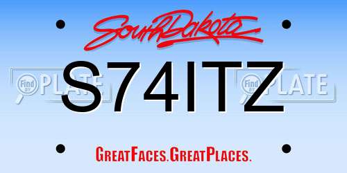 S74ITZ South Dakota License Plate