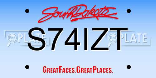S74IZT South Dakota License Plate