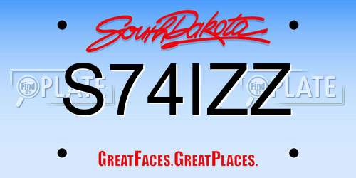 S74IZZ South Dakota License Plate