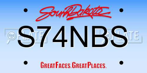 S74NBS South Dakota License Plate