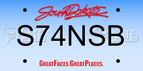 S74NSB South Dakota License Plate