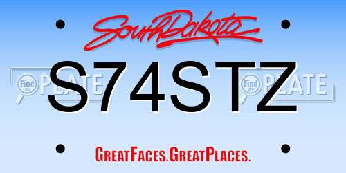 S74STZ South Dakota License Plate