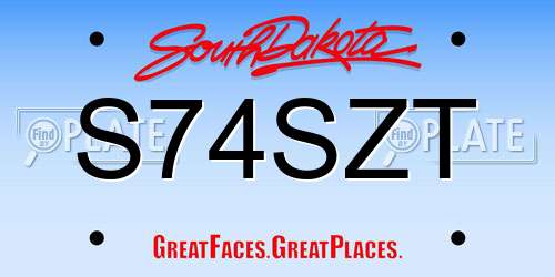 S74SZT South Dakota License Plate