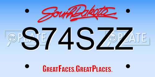 S74SZZ South Dakota License Plate