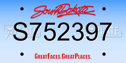 S752397 South Dakota License Plate