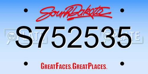 S752535 South Dakota License Plate