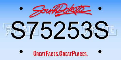 S75253S South Dakota License Plate