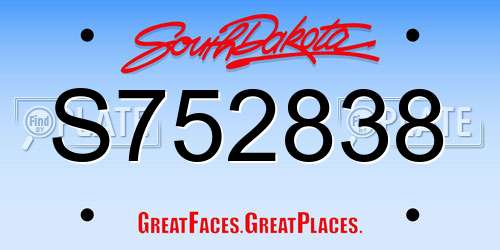 S752838 South Dakota License Plate