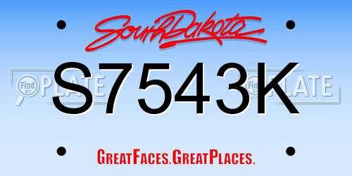 S7543K South Dakota License Plate