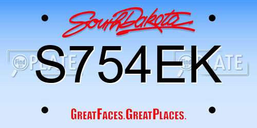 S754EK South Dakota License Plate