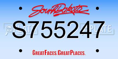 S755247 South Dakota License Plate