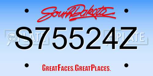 S75524Z South Dakota License Plate