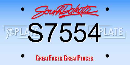 S7554 South Dakota License Plate