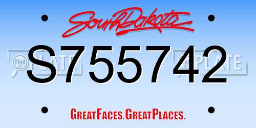 S755742 South Dakota License Plate