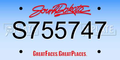 S755747 South Dakota License Plate