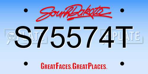 S75574T South Dakota License Plate