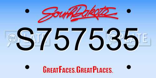 S757535 South Dakota License Plate