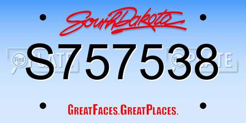 S757538 South Dakota License Plate